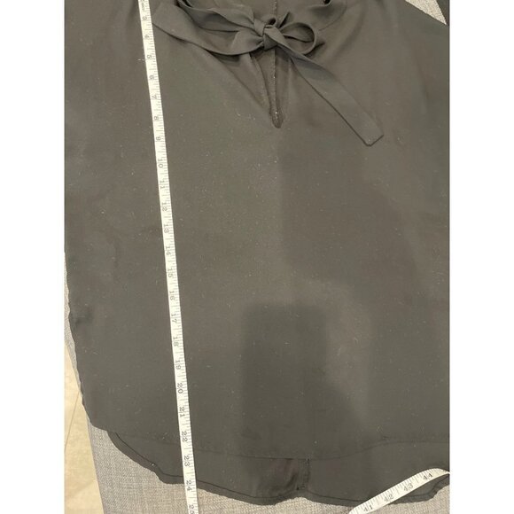 Sweet Rain Black Thin Short Sleeve Tie Front Keyhole Blouse Sz M - Picture 6 of 9